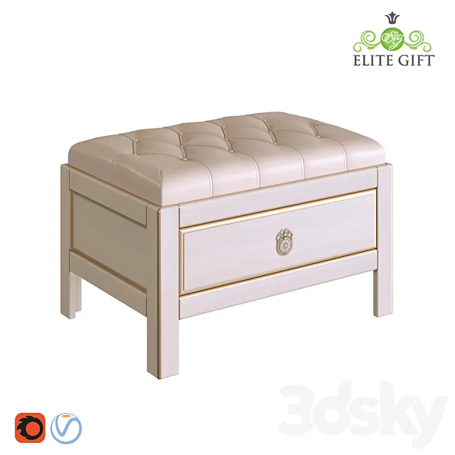 Banquet in the hallway Elite Gift “Gold” leather beige. 3D Model