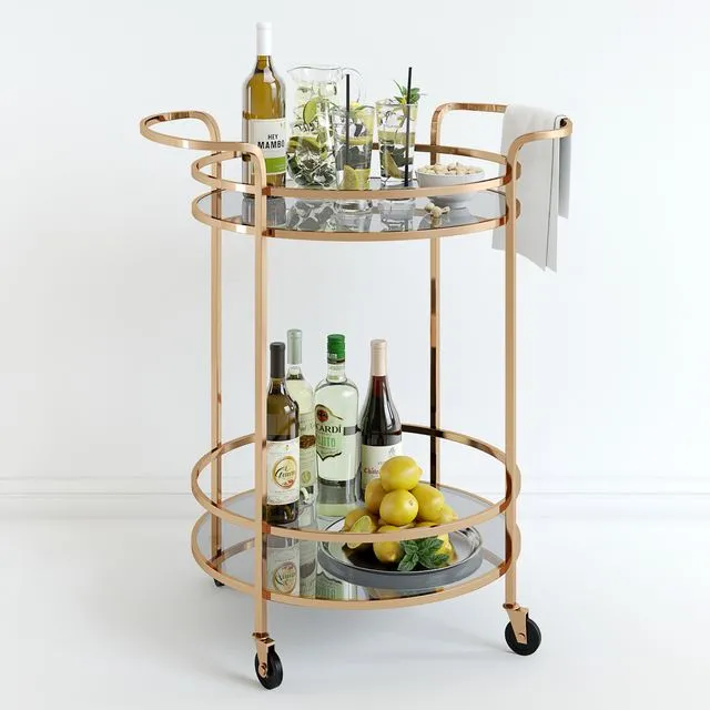 bar cart pottery barn 3D Model