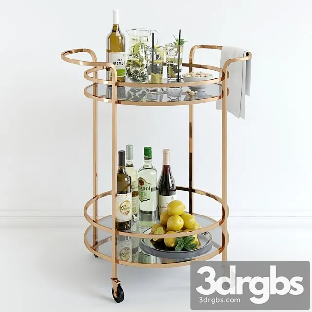 Bar cart pottery barn 3D Model Download