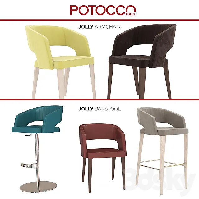 Bar chair Potocco Jolly 3D Model