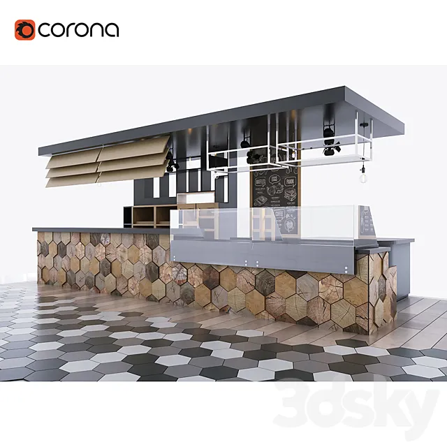 Bar counter for cafes and eateries 3DModel