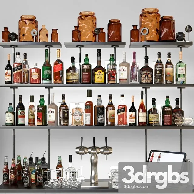 Bar counter with strong alcohol alcohol 12 3D Model Download