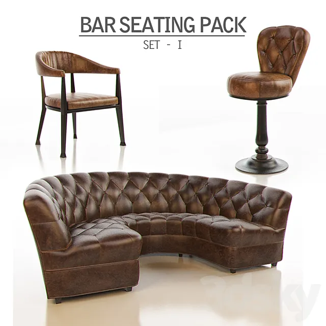 Bar Seating Pack – Set 1 3D Model Bar Seating Pack – Set 1 3D Model