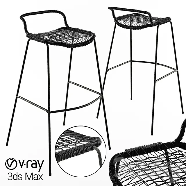 Bar Stool Allu Gervasoni Restaurant Woven Knitted 3DModel