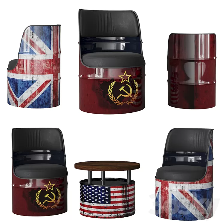 Bar stool and bar table 3D Model