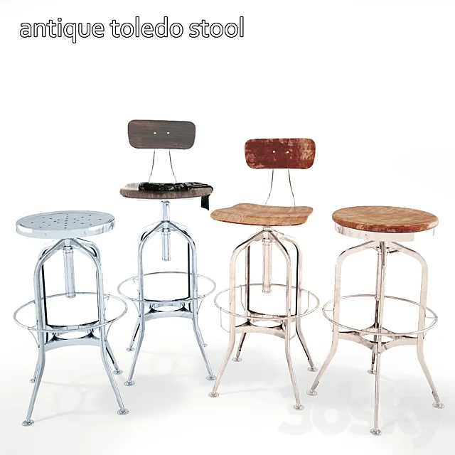 Bar Stool Antique Toledo Stool 3D Model Bar Stool Antique Toledo Stool 3D Model