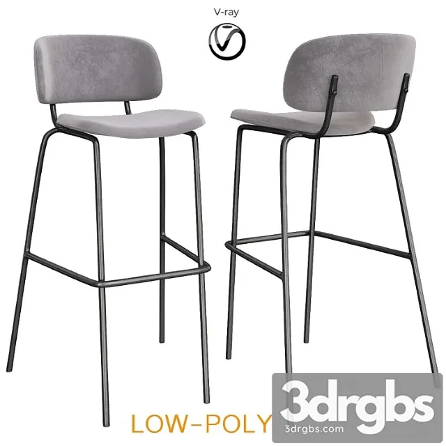 Bar stool biarritz bar gray (low poly) 2 3D Model Download