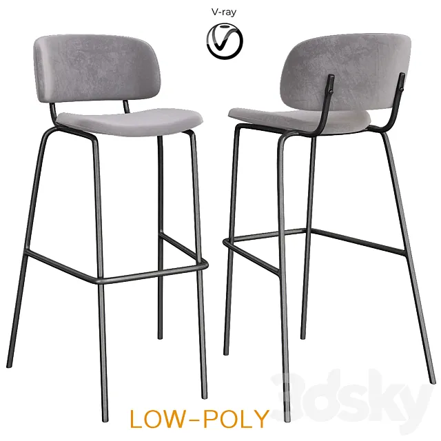 Bar stool Biarritz Bar Gray (low poly) 3D Model