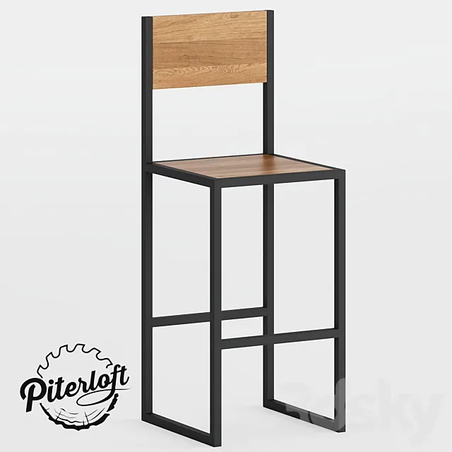 Bar stool Box with backrest 3D Model Bar stool Box with backrest 3D Model