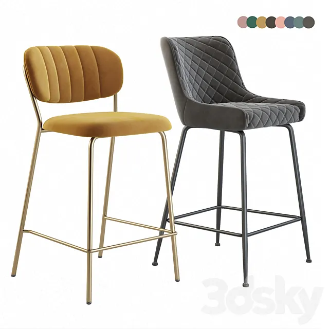 Bar stool Carol _ Jolien. B-120-1 _ Pollo 3DModel