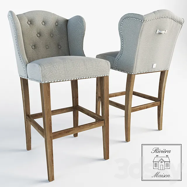 BAR STOOL KEITH LOWBACK (RIVIERA MAISON) 3D Model BAR STOOL KEITH LOWBACK (RIVIERA MAISON) 3D Model