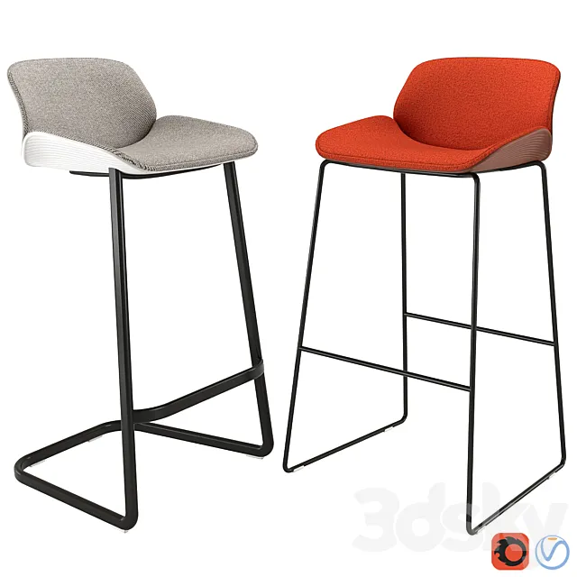 Bar Stool Nuez BQ2777 & BQ2781 by Andreu World 3D Model Bar Stool Nuez BQ2777 & BQ2781 by Andreu World 3D Model