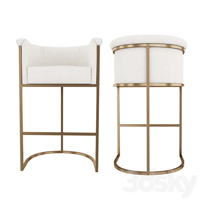 Bar stool Wexler Barrelback Fabric 3DModel