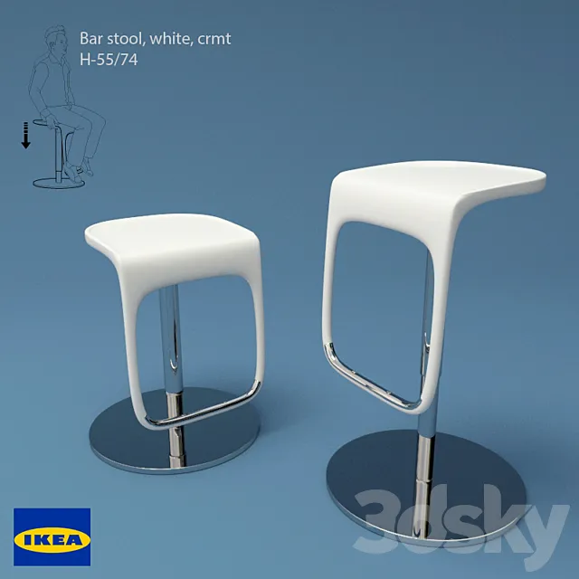 Bar stool. white. crmt 3DModel Bar stool. white. crmt 3DModel