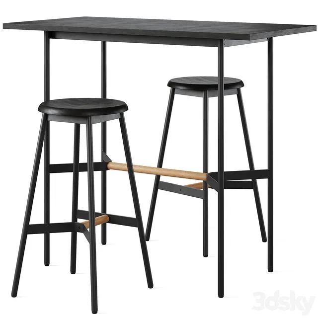 Bar table and chair Brent 3D Model