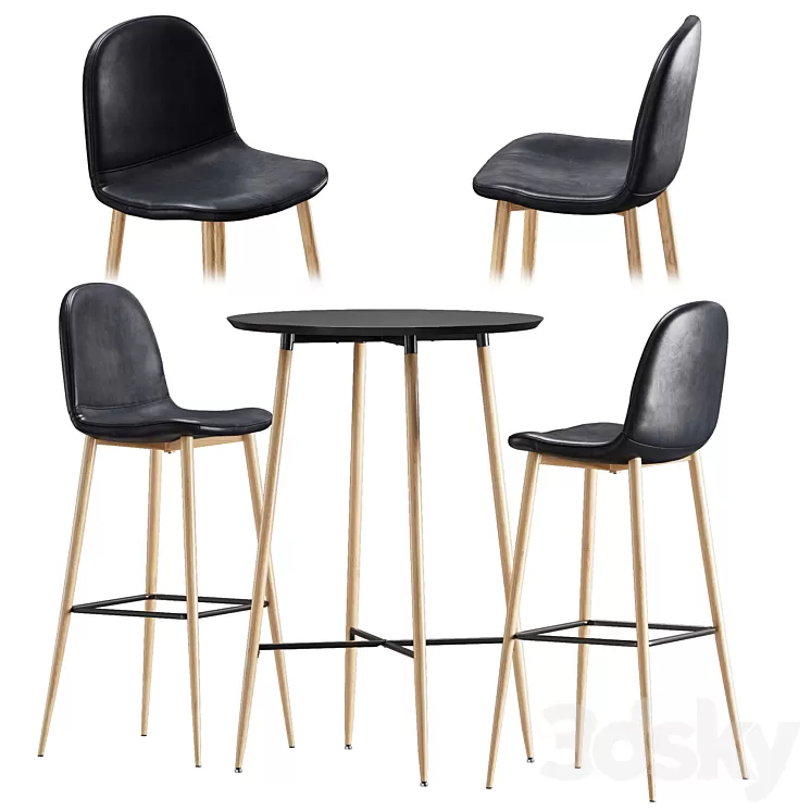 Bar table and chair Jysk Jonstrup 3D Model Bar table and chair Jysk Jonstrup 3D Model
