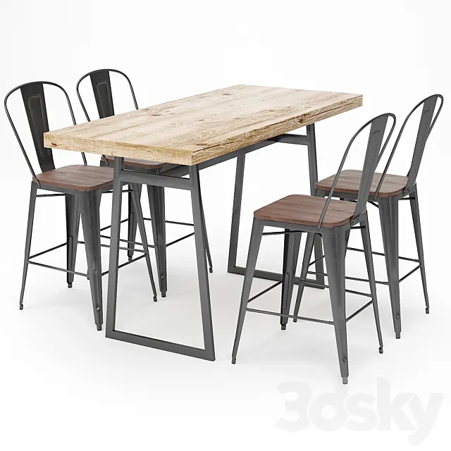 Bar Table and Stool Sets 05 3D Model