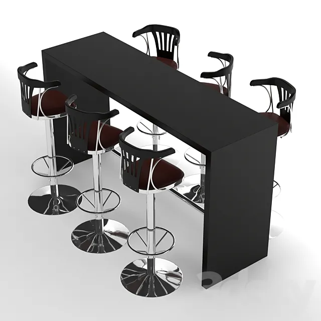 Bar table & chair 3D Model