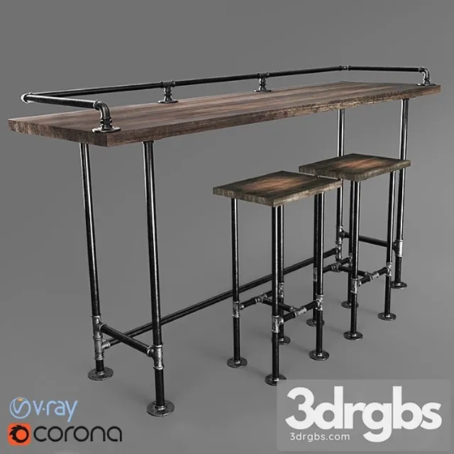 Bar table made with iron pipes 2 3D Model Download Bar table made with iron pipes 2 3D Model Download