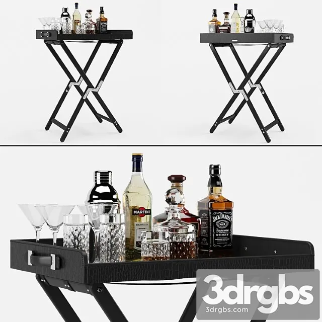 Bar Table With Alcohol Ralph Lauren Gavin Tray and Stand 3D Model Download Bar Table With Alcohol Ralph Lauren Gavin Tray and Stand 3D Model Download