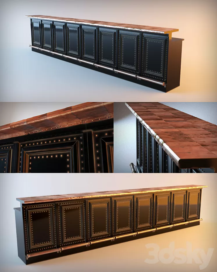 Bar with a copper finish 3D Model