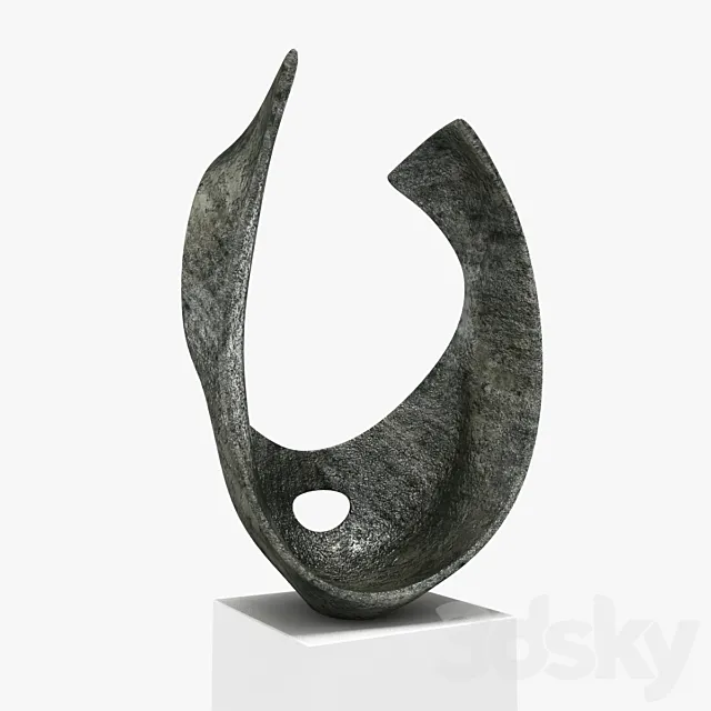 barbara hepworth – curved form bronze sculpture 3DModel