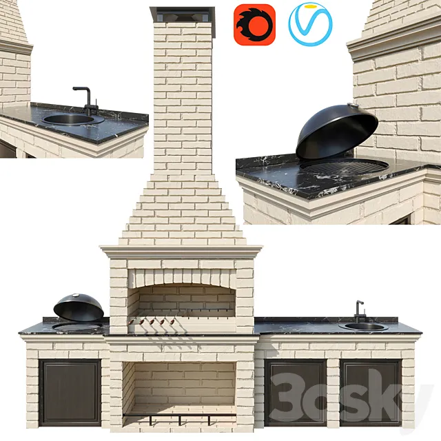 Barbecue (Brick) 3D Model Barbecue (Brick) 3D Model