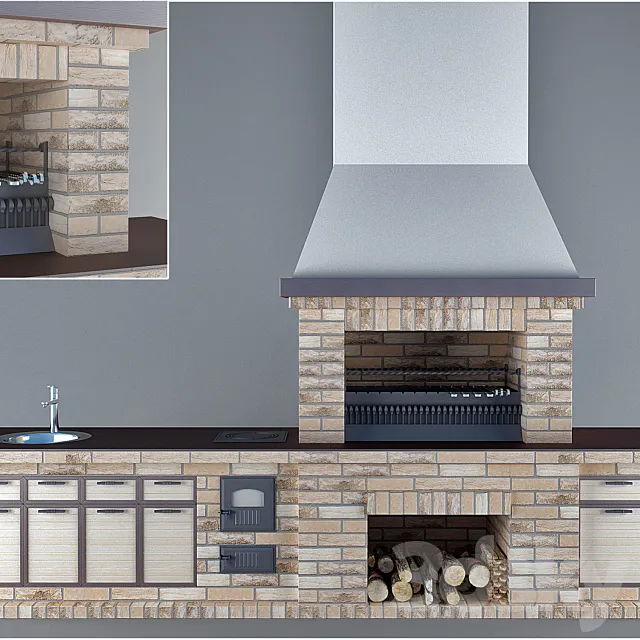 Barbecue for gazebo 3DModel Barbecue for gazebo 3DModel