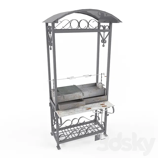 Barbecue forged with a skewer 3D Model Barbecue forged with a skewer 3D Model