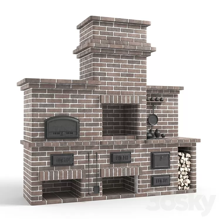 Barbecue stove made of bricks 3D Model Barbecue stove made of bricks 3D Model