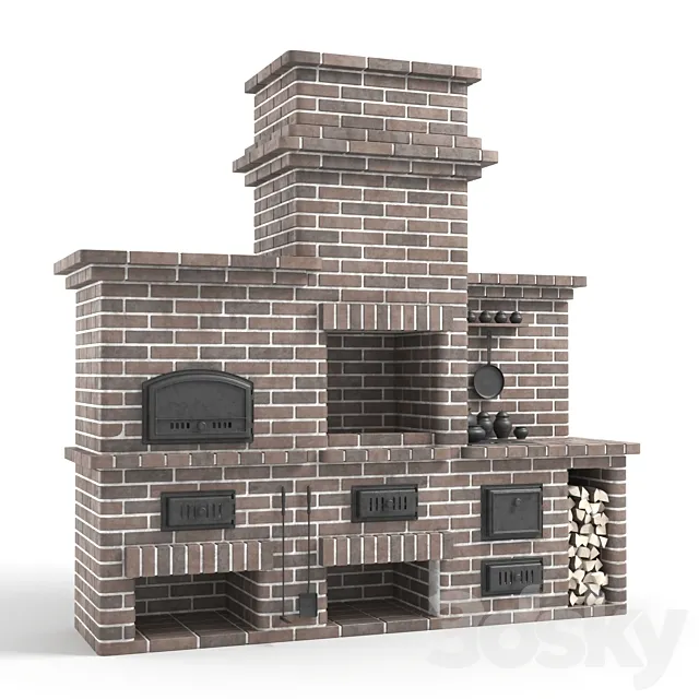 Barbecue stove made of bricks 3DModel Barbecue stove made of bricks 3DModel