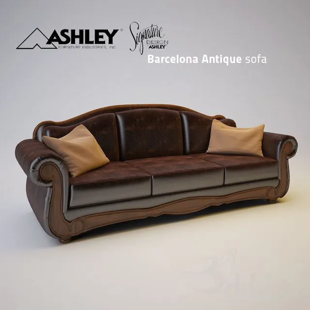 Barcelona Antique Sofa and Armchair 3D Model