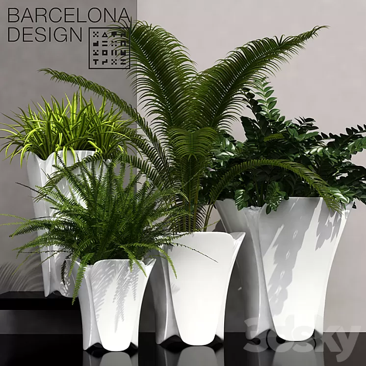 Barcelona design flowerpots set 02 3D Model Barcelona design flowerpots set 02 3D Model