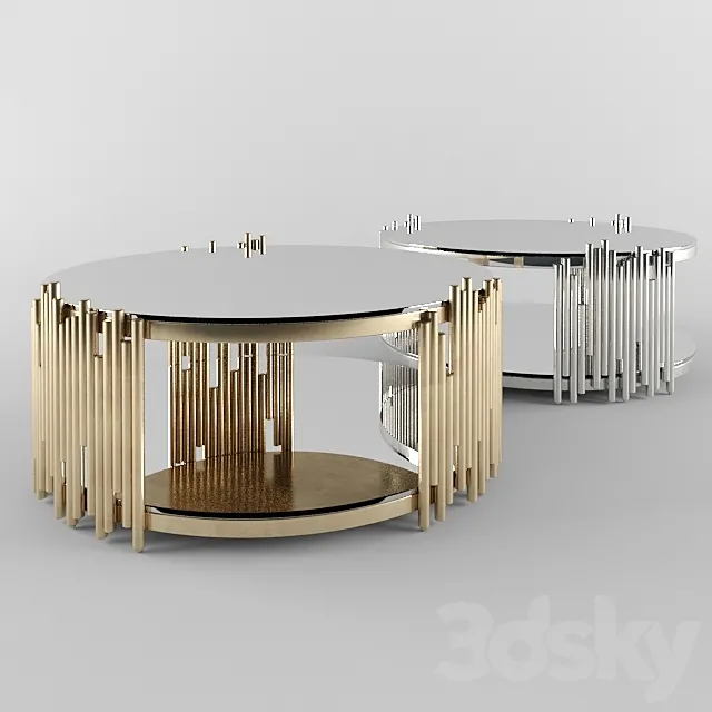 Barcelona Modern Round Glass Coffee Table 3D Model Barcelona Modern Round Glass Coffee Table 3D Model