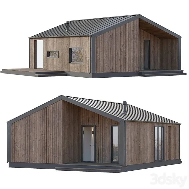 BarnHouse 01 with a terrace 3D Model