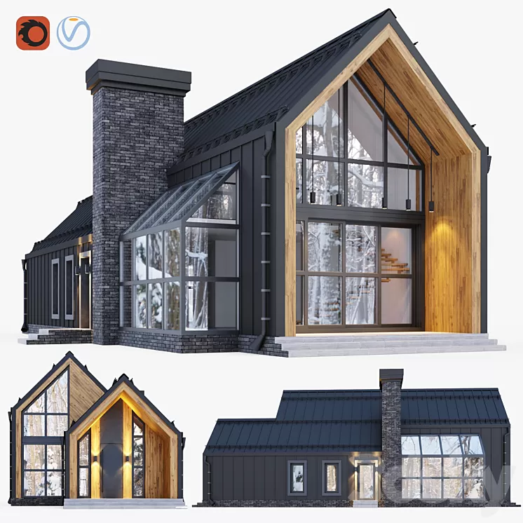 Barnhouse with stained glass windows 3D Model Free Download