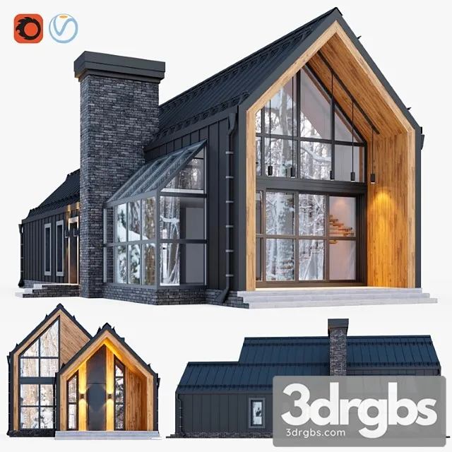 Barnkhaus S Vitrazhnym Ostekleniem 3D Model Download