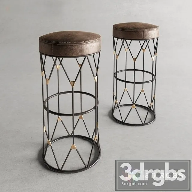 Barnyy Jean Royere Bar Stool 3D Model Download