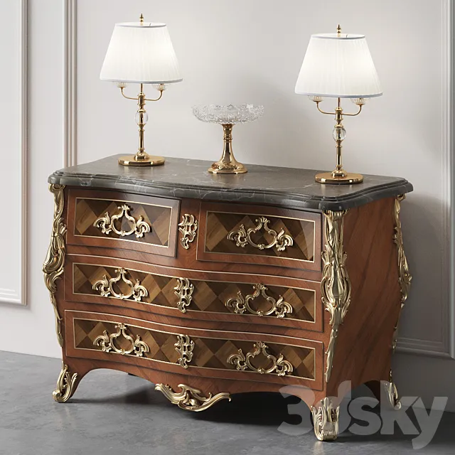 Baroque chest of drawers 3D Model Baroque chest of drawers 3D Model