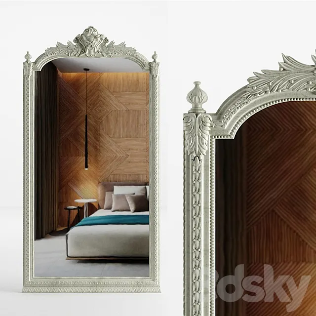 Baroque floor carved mirror 3D Model Baroque floor carved mirror 3D Model