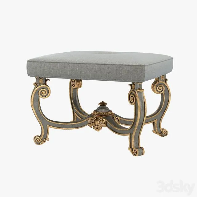Baroque Style Carved Bench 3D Model Baroque Style Carved Bench 3D Model