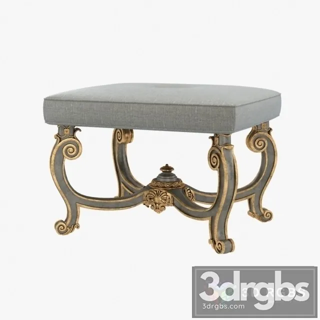 Baroque Style Carved Bench 3D Model Download