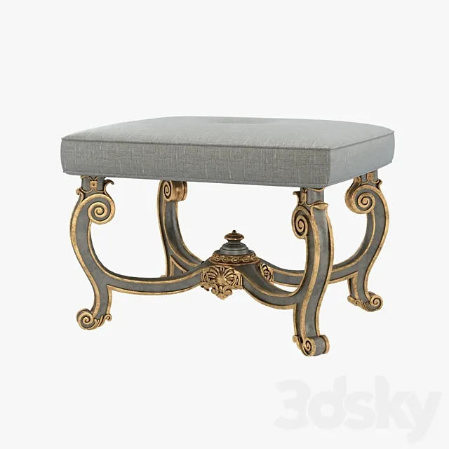 Baroque Style Carved Bench 3DModel Baroque Style Carved Bench 3DModel
