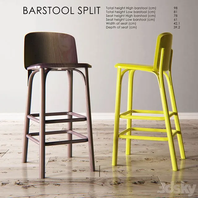 Barstool split by arik levy 3D Model Barstool split by arik levy 3D Model