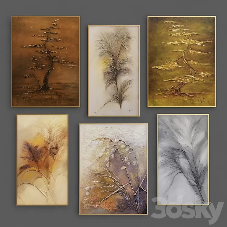 Bas relief autumn painting 3D Model