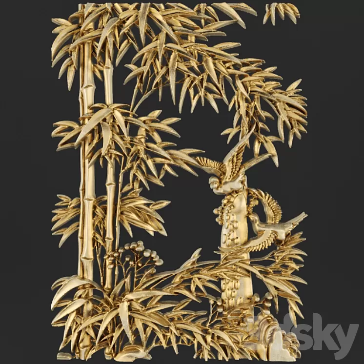 Bas-relief. Bamboo. 3D Model Bas-relief. Bamboo. 3D Model
