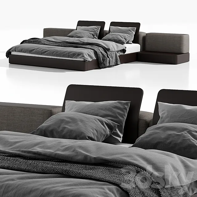 BASE bed with side tables 3DModel BASE bed with side tables 3DModel