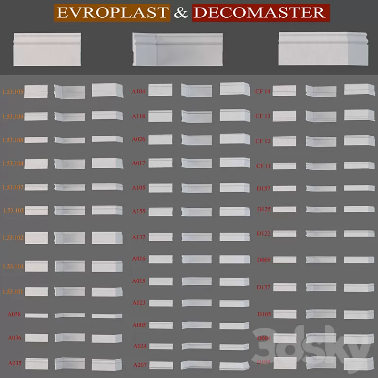 Baseboard Evroplast and Decomaster 3D Model Baseboard Evroplast and Decomaster 3D Model