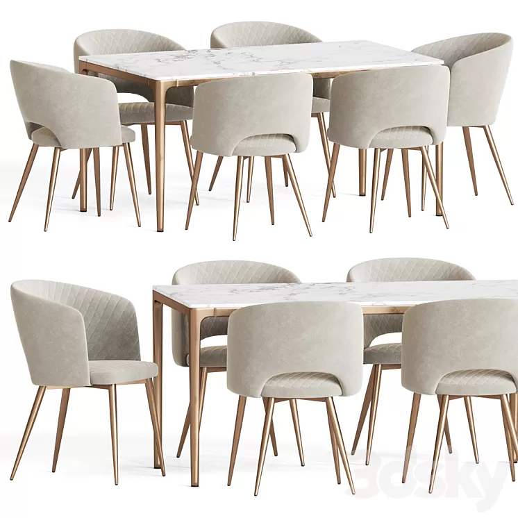 Basel Chair Canto Table Dining Set 3D Model
