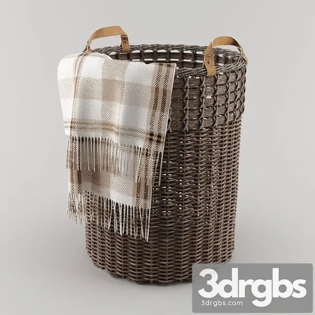 Basket from pottery barn (aster woven tote basket) 3D Model Download